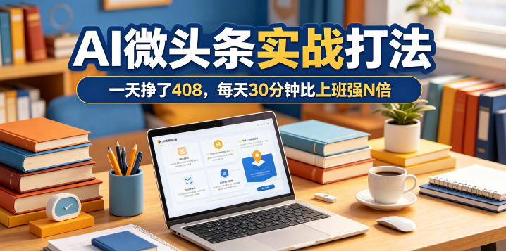 一天挣了408，AI微头条实战打法，每天30分钟比上班强N倍-搞薯条网