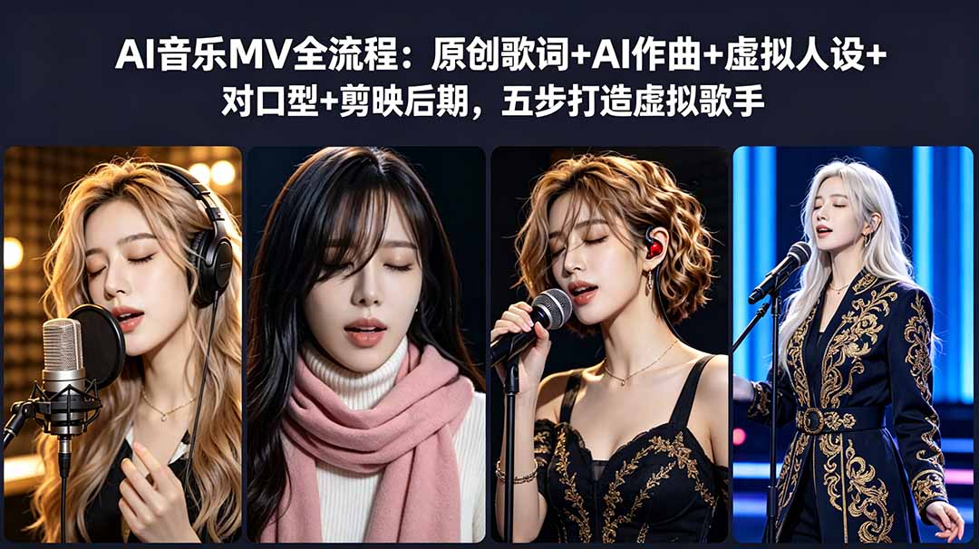 AI音乐MV全流程:原创歌词+AI作曲+虚拟人设+对口型+剪映后期,五步打造虚拟歌手-搞薯条网