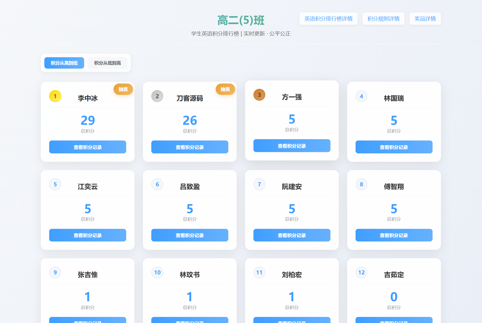 班级学生平时表现记录 积分抽奖系统源码 全开源-搞薯条网