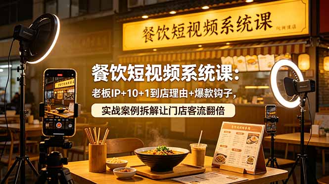 餐饮短视频系统课：老板IP+10+1到店理由+爆款钩子，实战案例拆解让门店客流翻倍-搞薯条网