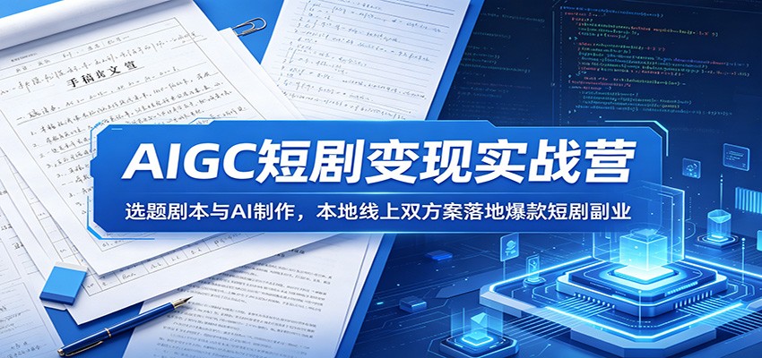 AIGC短剧变现实战营：选题剧本与AI制作，本地线上双方案落地爆款短剧副业-搞薯条网