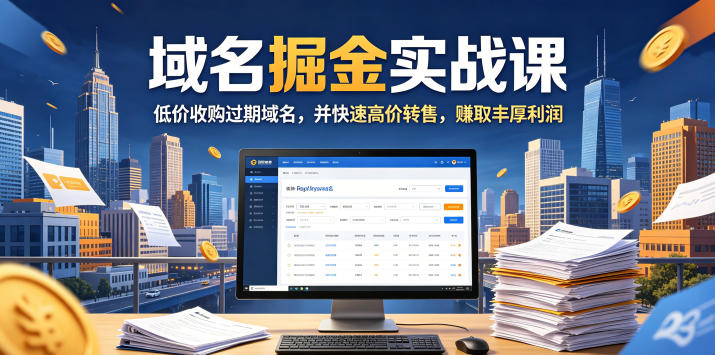 域名交易掘金实战课，低价收购过期域名，并快速高价转售，賺取丰厚利润【原创双语字幕】-搞薯条网