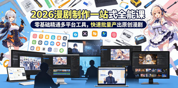 2026 AI漫剧制作一站式全能课，零基础精通多平台工具，快速批量产出原创漫剧-搞薯条网
