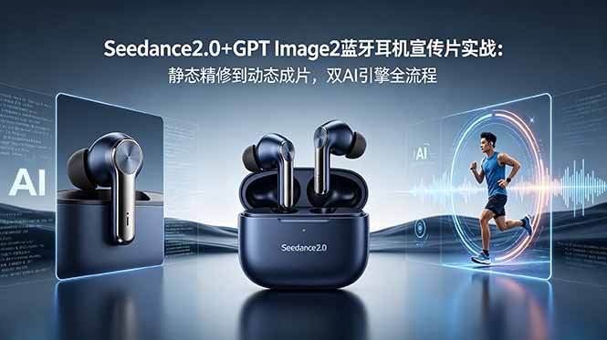 Seedance2.0+GPT Image2蓝牙耳机宣传片实战：静态精修到动态成片，双AI引擎全流程-搞薯条网