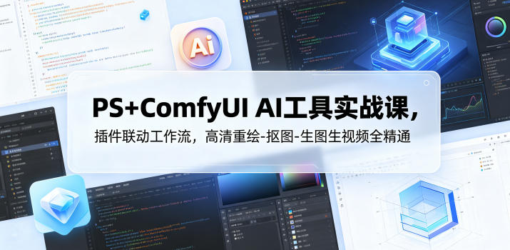 PS+ComfyUI AI工具实战课，插件联动工作流，高清重绘-抠图-生图生视频全精通-搞薯条网