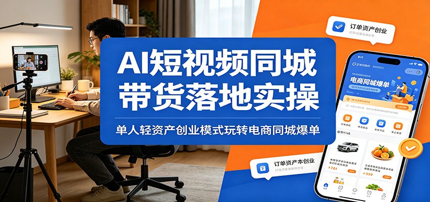 AI短视频同城带货落地实操：单人轻资产创业模式玩转电商同城爆单-搞薯条网