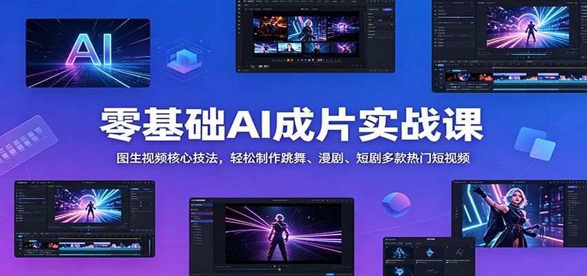 零基础AI成片实战课：图生视频核心技法，轻松制作跳舞、漫剧、短剧多款热门短视频-搞薯条网