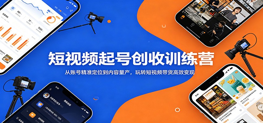 短视频起号创收训练营：从账号精准定位到内容量产，玩转短视频带货高效变现-搞薯条网