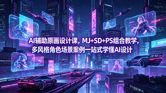 AI辅助原画设计课，MJ+SD+PS组合教学，多风格角色场景案例一站式学懂AI设计-搞薯条网
