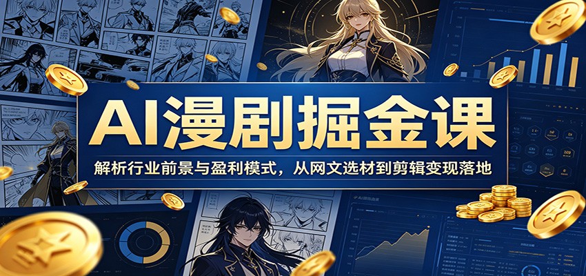AI漫剧掘金课：解析行业前景与盈利模式，从网文选材到剪辑变现落地-搞薯条网