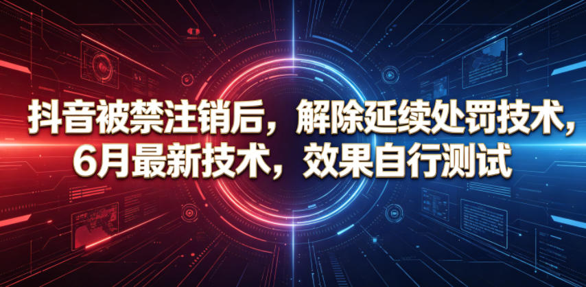 抖音被禁注销后，解除延续处罚技术，6月最新技术，效果自行测试-搞薯条网