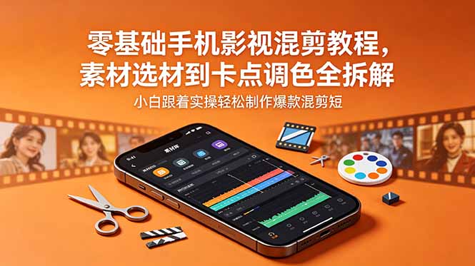 零基础手机影视混剪教程，素材选材到卡点调色全拆解，小白跟着实操轻松制作爆款混剪短片-搞薯条网