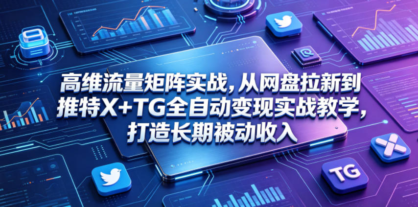 高维流量矩阵实战，从网盘拉新到推特X+TG全自动变现实战教学，打造长期被动收入-搞薯条网