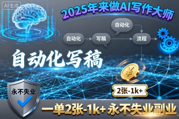 2025年来做AI写作大师，自动化写稿，一单2张-1k+，永不失业副业 - 搞薯条网-搞薯条网