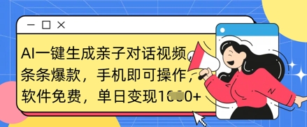 AI一键生成亲子对话视频，条条爆款，一部手机即可操作，单日变现数张 - 搞薯条网-搞薯条网