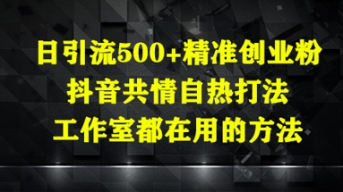 日引流500+精准创业粉，抖音共情自热打法，工作室都在用的方法 - 搞薯条网-搞薯条网
