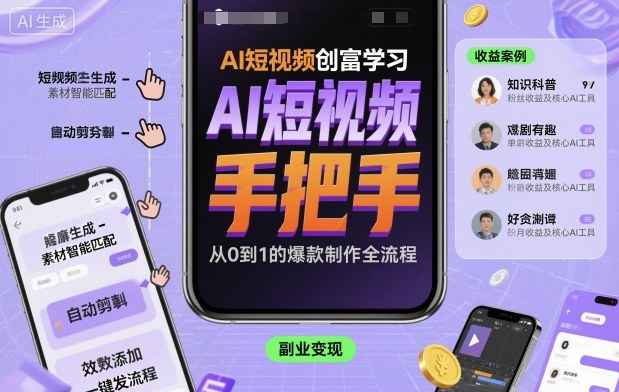 AI短视频创富学习,手把手教会你制作AI短视频-搞薯条网