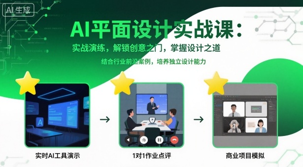 AI平面设计实战课,实战演练,解锁创意之门,掌握设计之道-搞薯条网