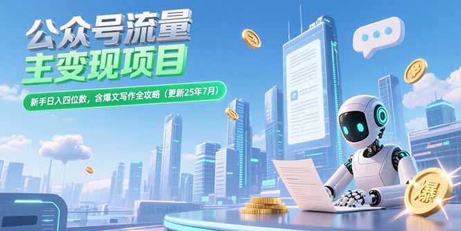 公众号流量主变现项目，新手日入四位数，含爆文写作全攻略(更新25年7月 - 搞薯条网-搞薯条网