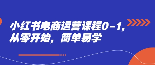 小红书电商运营课程0-1，从零开始，简单易学 - 搞薯条网-搞薯条网