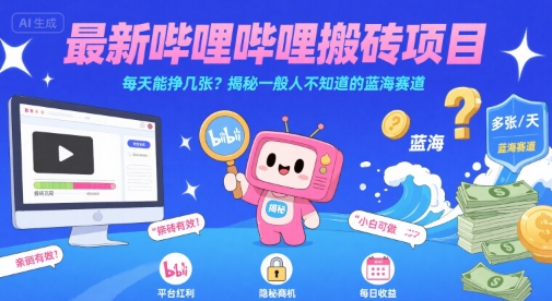 最新哔哩哔哩上B站搬砖项目，每天能挣几张？揭秘一般人不知道的蓝海赛道 - 搞薯条网-搞薯条网