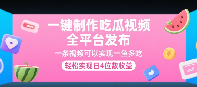 一键制作吃瓜视频，全平台发布，一条视频可以实现一鱼多吃，轻松实现日4位数收益【揭秘】 - 搞薯条网-搞薯条网