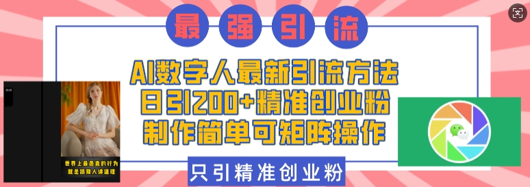 AI数字人最新引流方法，日引200+精准创业粉，制作简单可矩阵操作 - 搞薯条网-搞薯条网