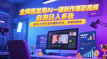 全网首发用AI一键制作爆款视频，自测日入多张，适合大学生宝妈兼职创业，保姆级教程 - 搞薯条网-搞薯条网