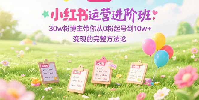 小红书运营进阶班：30w粉博主带你从0粉起号到10w+变现的完整方法论 - 搞薯条网-搞薯条网