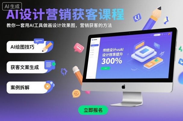 AI设计营销获客课程，教你一套用AI工具做画设计效果图，营销获客的方法 - 搞薯条网-搞薯条网
