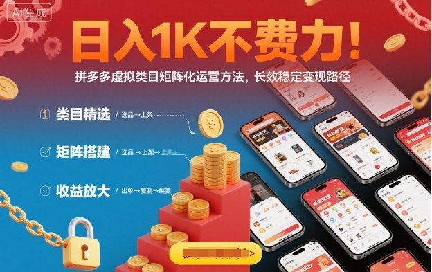 日入1K不费力！拼多多虚拟类目矩阵化运营方法，长效稳定变现路径 - 搞薯条网-搞薯条网