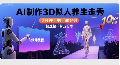 Ai制作3D拟人养生走秀，3分钟手把手教会你，快速起千粉万粉号 - 搞薯条网-搞薯条网