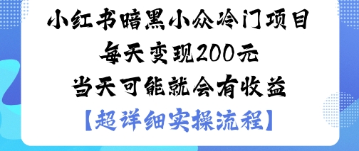 小红书暗黑小众冷门项目每天变现2张当天可能就会有收益 - 搞薯条网-搞薯条网