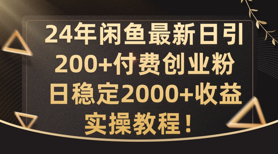 24年闲鱼最新日引200+付费创业粉日稳2000+收益，实操教程【揭秘】 - 搞薯条网-搞薯条网