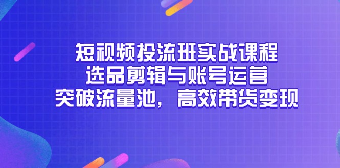 短视频投流班实战课程，选品剪辑与账号运营，突破流量池，高效带货变现 - 搞薯条网-搞薯条网