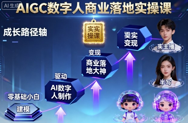 AIGC数字人商业落地实操课,从零基础小白到AI数字人大神-搞薯条网