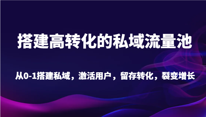 搭建高转化的私域流量池 从0-1搭建私域，激活用户，留存转化，裂变增长(20节课) - 搞薯条网-搞薯条网
