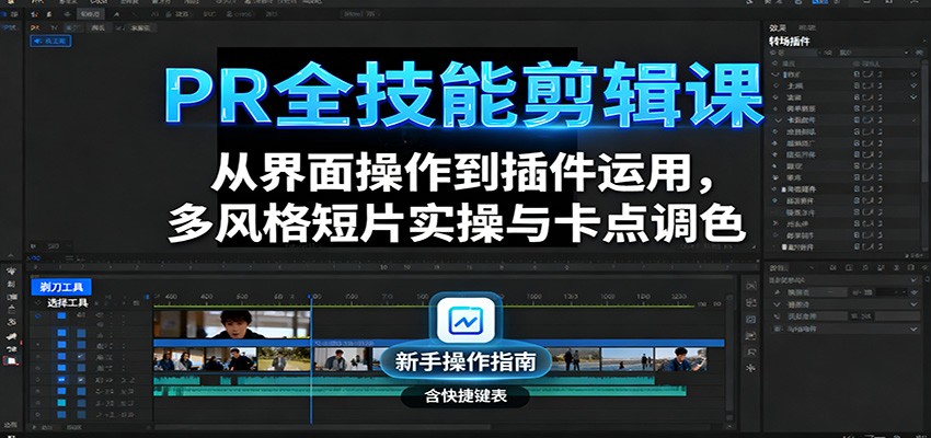 PR全技能剪辑课：从界面操作到插件运用，多风格短片实操与卡点调色 - 搞薯条网-搞薯条网