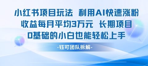 适合小白操作的小红书新项目，利用AI快速涨粉，收益每月平均1W+ - 搞薯条网-搞薯条网