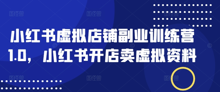 小红书虚拟店铺副业训练营1.0，小红书开店卖虚拟资料 - 搞薯条网-搞薯条网
