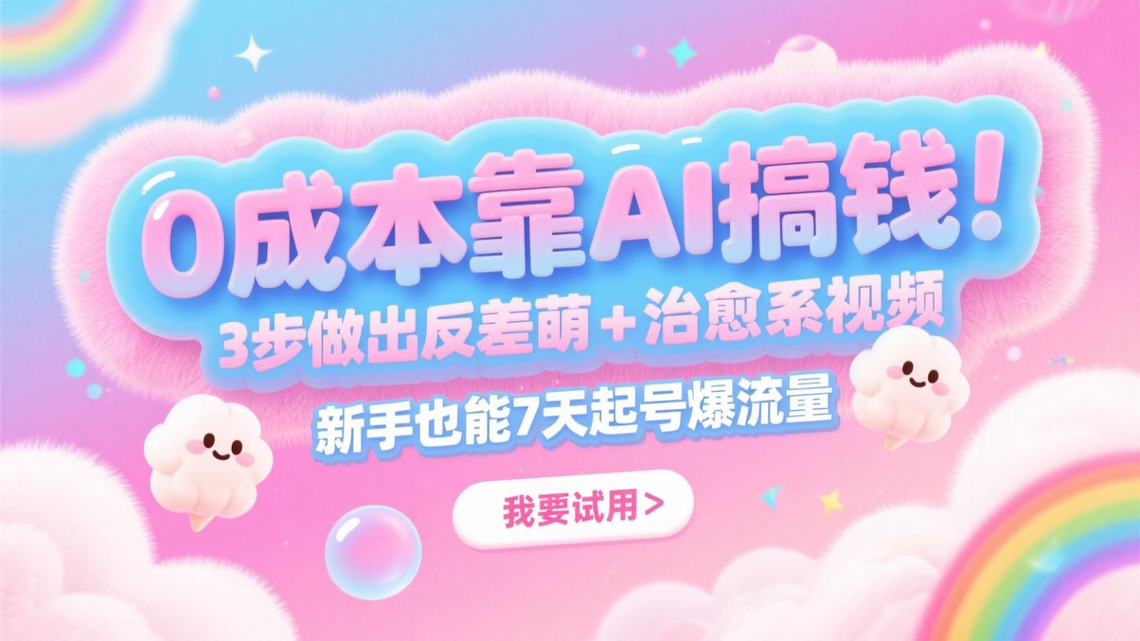 0成本靠AI搞钱！3步做出反差萌+治愈系视频，新手也能7天起号爆流量，月入5位数 - 搞薯条网-搞薯条网