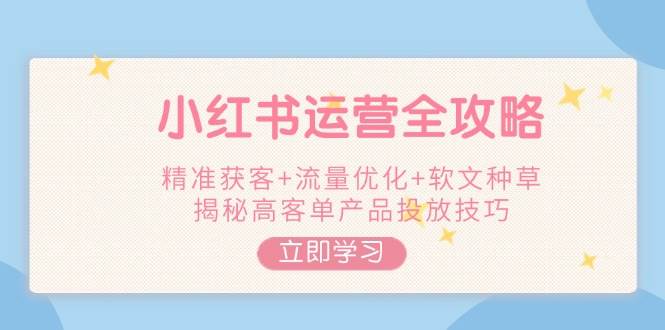 小红书运营全攻略，精准获客+流量优化+软文种草，揭秘高客单产品投放技巧 - 搞薯条网-搞薯条网