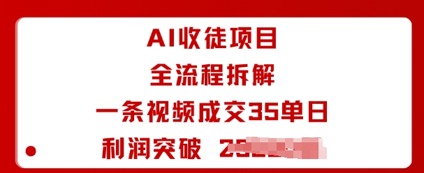 AI收徒项目全流程拆解一条视频成交35单日利润突破1k+ - 搞薯条网-搞薯条网