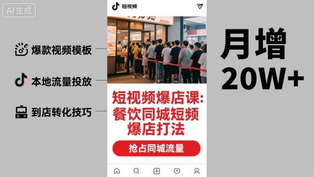 短视频爆店课，餐饮同城短视频爆店打法 - 搞薯条网-搞薯条网