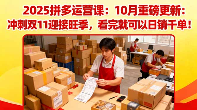 2025拼多多运营课:10月重磅更新:冲刺双11迎接旺季,看完就可以日销千单-搞薯条网
