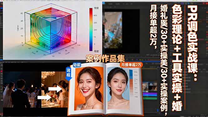 PR调色实战课：色彩理论+工具实操+婚礼医美/30+实操案例，月接单超2万 - 搞薯条网-搞薯条网
