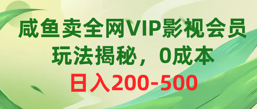 咸鱼卖全网VIP影视会员，玩法揭秘，0成本日入200-500 - 搞薯条网-搞薯条网