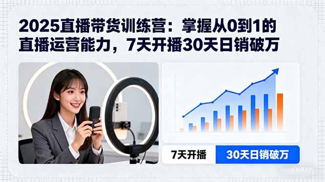 2025直播带货训练营：掌握从0到1的直播运营能力，7天开播30天日销破万 - 搞薯条网-搞薯条网