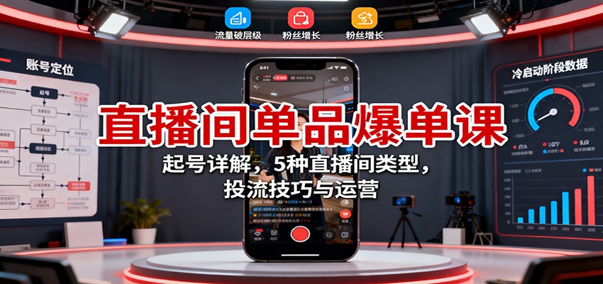 直播间单品爆单课：起号详解，5种直播间类型，投流技巧与运营 - 搞薯条网-搞薯条网