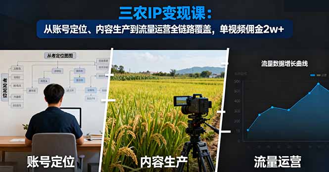 三农IP变现课：从账号定位、内容生产到流量运营全链路覆盖，单视频佣金2w+ - 搞薯条网-搞薯条网